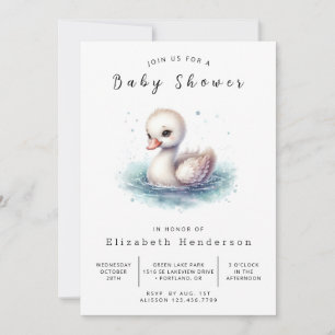 Einzigartig bearbeitbare Swan Baby Dusche Einladung