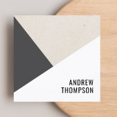 Einzigartig Beige Gray White Geometric Consultant Quadratische Visitenkarte