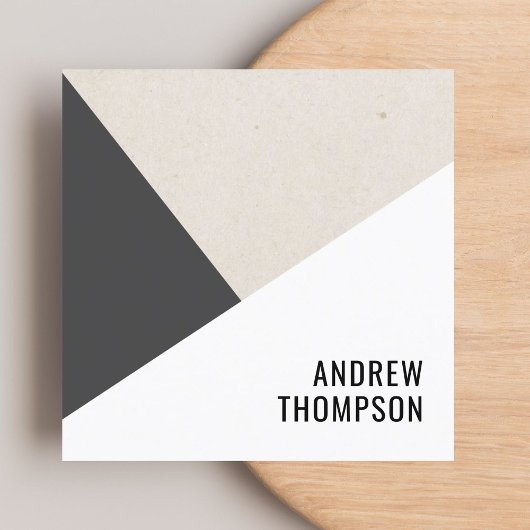 Einzigartig Beige Gray White Geometric Consultant Quadratische Visitenkarte