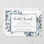 Einzigartig blaue Wasserfarbe, Blumenbridal Brunch Einladung (Vorderseite)