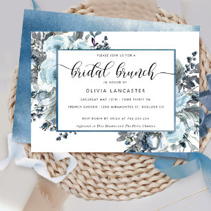 Einzigartig blaue Wasserfarbe, Blumenbridal Brunch Einladung