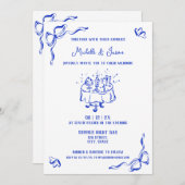 Einzigartig Blauer Handgezeichneter zeitgenössisch Einladung (Vorne/Hinten)