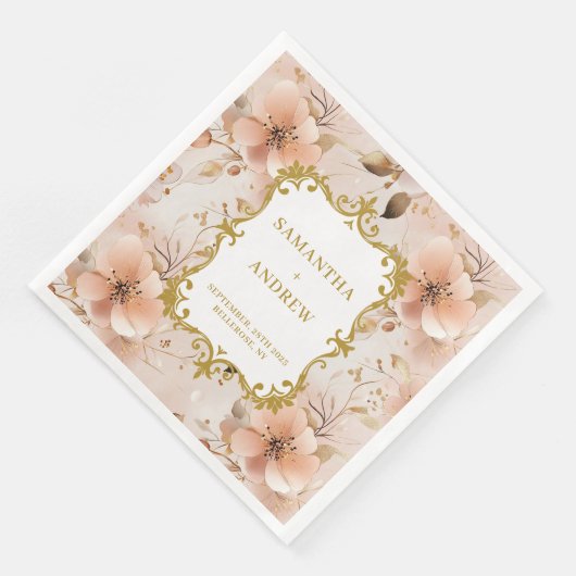 Einzigartig Blush Gold Boho Wedding Napkins Serviette (Ecke)