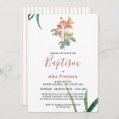 Einzigartig Blush Pink Script Blumengurt Taufe Einladung (Vorne/Hinten)