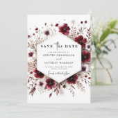 Einzigartig Boho Burgundy Wedding Save The Date (Stehend Vorderseite)