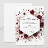 Einzigartig Boho Burgundy Wedding Save The Date (Vorne/Hinten)