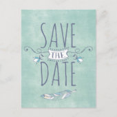 Einzigartig Boho Chic Save the Date Ankündigungspostkarte (Vorderseite)