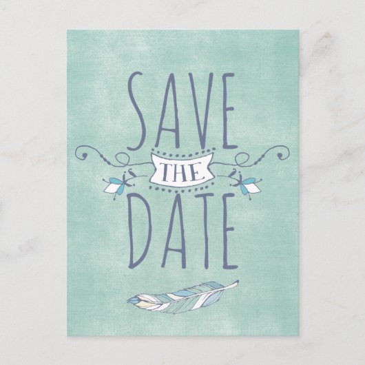 Einzigartig Boho Chic Save the Date Ankündigungspostkarte (Vorderseite)