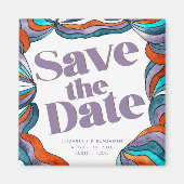 Einzigartig Boho Groovy Retro Lila farbenfrohe Wav Magnet (Vorne)