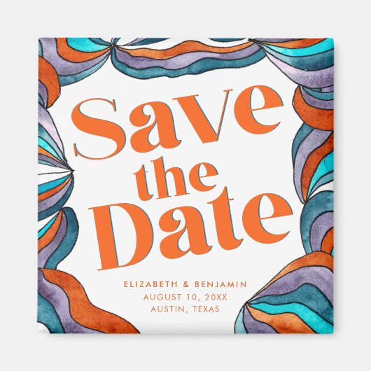 Einzigartig Boho Groovy Retro Wavy Save the Date Magnet (Vorne)