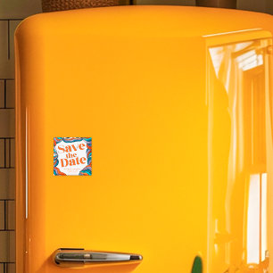 Einzigartig Boho Groovy Retro Wavy Save the Date Magnet