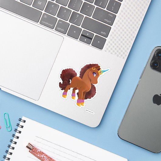 Einzigartig die Stehende Stolz des Einhorns Aufkleber (Laptop mit iPhone)