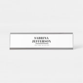 Einzigartig Elegant Schlicht Einfach Schwarz-weiß Schreibtischnamensplakette (Vorderseite )