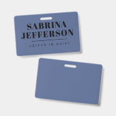 Einzigartig Elegant Schlicht Simple Blue Black Ausweis (Vorder- & Rückseite)