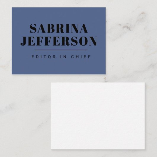 Einzigartig Elegant Schlicht Simple Blue Black Mitteilungskarte (Vorne/Hinten)