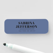 Einzigartig Elegant Schlicht Simple Blue Black Namensschild (Beispiel)