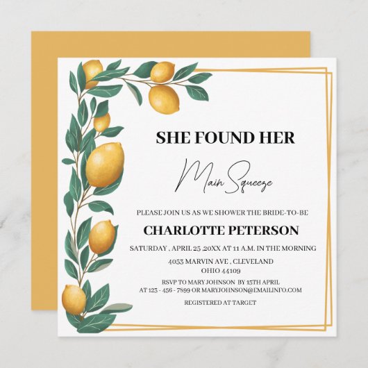 Einzigartig fand sie ihr Haupt-Squeeze-Brautparty Einladung (Vorne/Hinten)