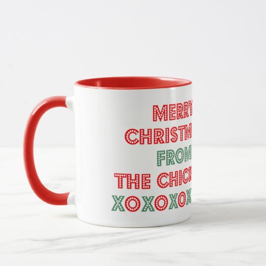 Einzigartig: Frohe Weihnachten - von den Hühnern! Tasse (Links)