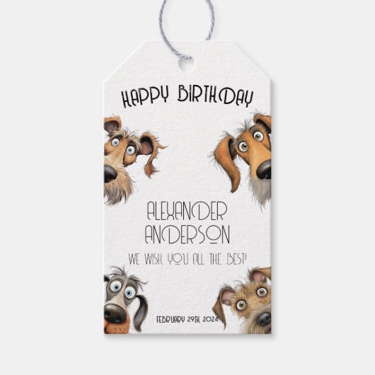 Einzigartig Funny Hund Happy Birthday Geschenkanhänger (Vorderseite)