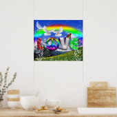 Einzigartig gestaltete Surreal Peace and Liebe Art Poster (Küche)