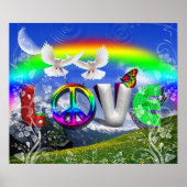 Einzigartig gestaltete Surreal Peace and Liebe Art Poster (Vorne)