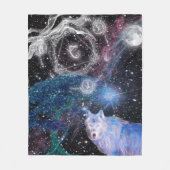 Einzigartig gestaltete Surreal Wolf Art Fleecedecke (Vorderseite)