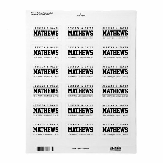 Einzigartig gestylte Schwarz-Weiß-Hochzeit Adressaufkleber (Vorne)