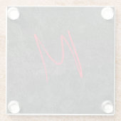 Einzigartig graue Monogramm-Bezeichnung Erstkallig Glasuntersetzer (Rückseite)