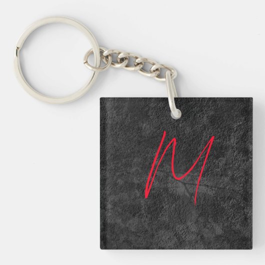 Einzigartig graue Monogramm-Bezeichnung Erstkallig Schlüsselanhänger (Vorderseite)