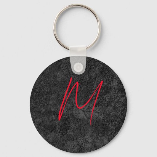 Einzigartig graue Monogramm-Bezeichnung Erstkallig Schlüsselanhänger (Vorderseite)