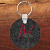 Einzigartig graue Monogramm-Bezeichnung Erstkallig Schlüsselanhänger (Vorderseite)