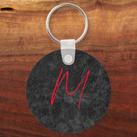 Einzigartig graue Monogramm-Bezeichnung Erstkallig Schlüsselanhänger (Vorderseite)