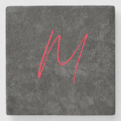 Einzigartig graue Monogramm-Bezeichnung Erstkallig Steinuntersetzer (Vorderseite)