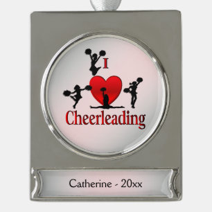 Einzigartig I Herz CheerleaderSilbername und Ja Banner-Ornament Silber