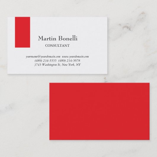 Einzigartig klassisch einfach rot und weiß visitenkarte (Vorne/Hinten)