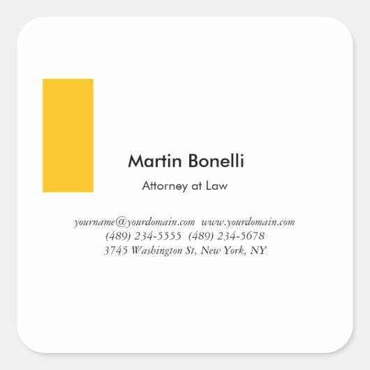 Einzigartig klassisch einfach schwarz & weiß quadratischer aufkleber (Vorderseite)