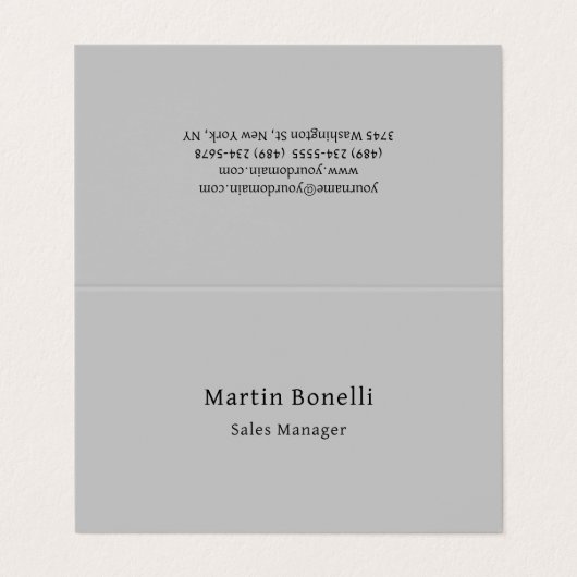 Einzigartig klassisch schlicht grau zweiseitig visitenkarten (Außenseite Aufgefaltet)