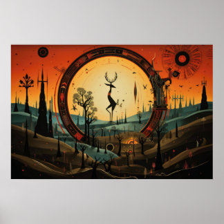 Einzigartig Kokopelli Abstrakt Poster