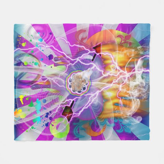 Einzigartig konstruiertes Surreal Artwork mit Wolf Fleecedecke (Vorderseite (Horizontal))