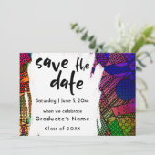 Einzigartig, kühl, farbig geometrisch "Save the Da Einladung (Stehend Vorderseite)