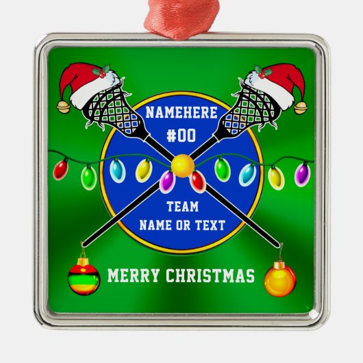 Einzigartig, Lacrosse Weihnachtsschmuck, Personali Ornament Aus Metall (Vorne)