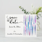 Einzigartig Lila, rosa, blau modern Save the Date (Stehend Vorderseite)