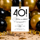 Einzigartig Minimalistisch Save the Date 40. Gebur Einladung