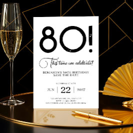 Einzigartig Minimalistisch Save the Date 80. Gebur Einladung