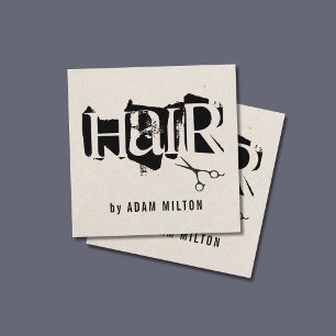 Einzigartig Moderne Beige Schwarze Schere Haar Sty Quadratische Visitenkarte