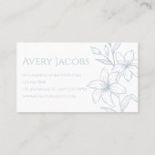 Einzigartig Moderne Dusty Blue Boho Floral Visitenkarte (Rückseite)