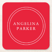 Einzigartig Moderne Minimalistisch Schlicht Rot Ih Rechteckiger Pappuntersetzer (Vorderseite)