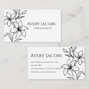 Einzigartig Moderne Schwarz-Weiß-Boho-Flora Visitenkarte