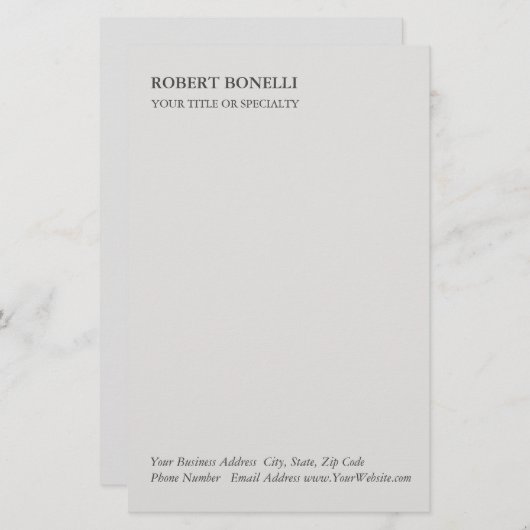 Einzigartig Modernes Platinum Gray Stilvoll Minima Briefpapier (Vorne/Hinten)