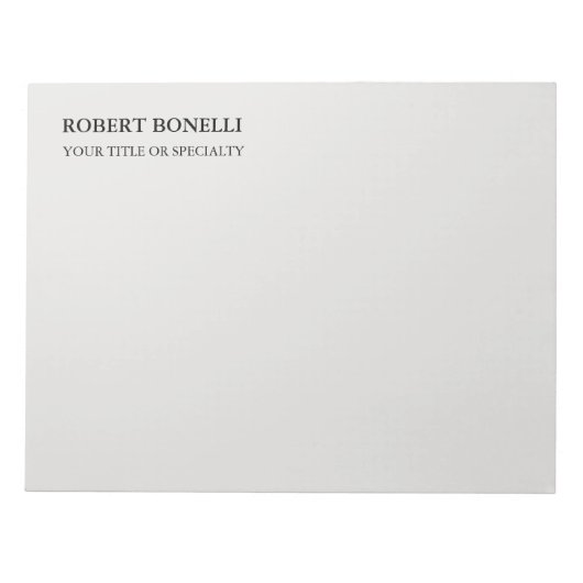 Einzigartig Modernes Platinum Gray Stilvoll Minima Notizblock (Vorderseite)